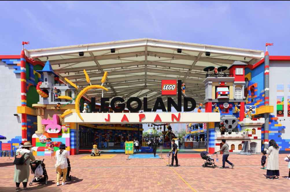 Blogs 1 Osaka Family Attractions, Entrance to Legoland Japan featuring colorful LEGO structures and signage.