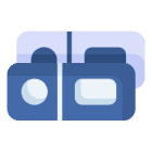 Two stylized blue banknotes stacked on top of each other with a simple design.